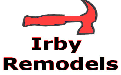 Irby Remodels logo with red hammer graphic.